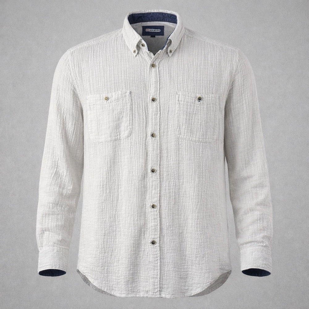 32 Bar Blues Textured Button Up Shirt Mens XL Utility Pockets Casual‎ Workwear